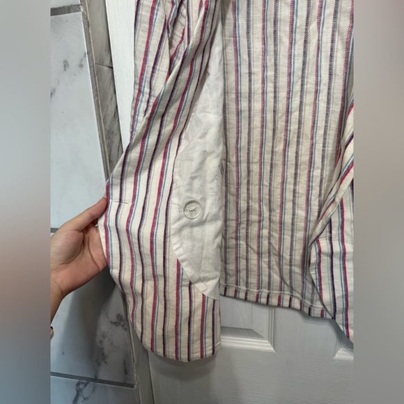 Anthropologie Dolan Anna Double-Breasted Striped Linen Blend Blazer - Picture 9 of 15